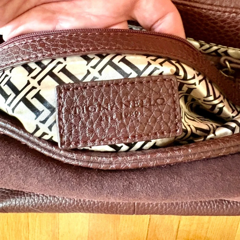 Tignanello Burgundy Pebbled Leather Suede Double Foldover Crossbody Shoulder Bag - Picture 3 of 16